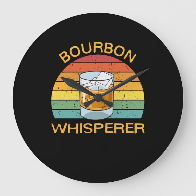 Bourbon Whisperer Whiskey Bourbon Drinking Gift Large Clock (Front)