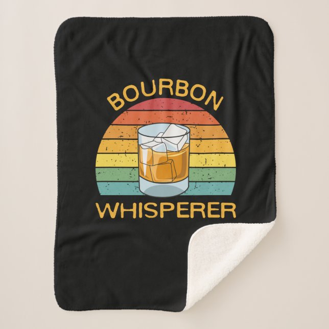 Bourbon Whisperer Whiskey Bourbon Drinking Gift Sherpa Blanket (Front)