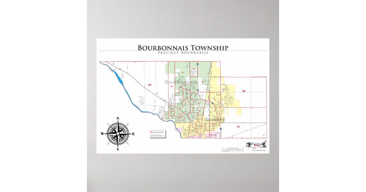Bourbonnais Township Precinct Map Poster Zazzle