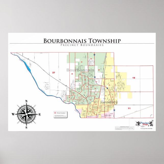 Bourbonnais Township Precinct Map Poster (Front)