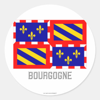 Bourgogne flag with name classic round sticker
