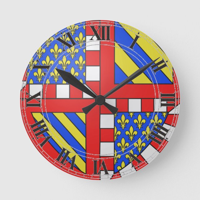 Bourgogne (France) Coat of Arms Round Clock (Front)