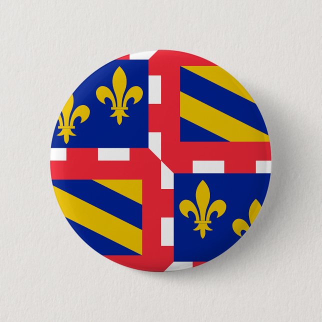 Bourgogne (France) Flag 6 Cm Round Badge (Front)
