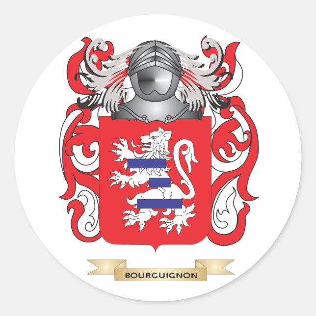 Bourguignon Coat of Arms (Family Crest) Classic Round Sticker (Front)