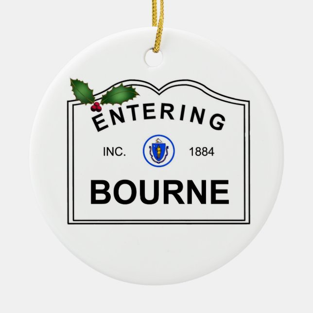 Bourne MA Ceramic Tree Decoration (Front)