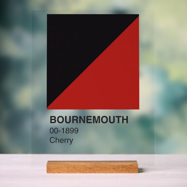 Bournemouth Cherry Red & Black - Clear Background Acrylic Sign (Neutral)