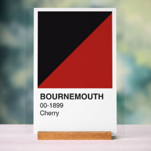 Bournemouth Cherry Red & Black - White Background Acrylic Sign