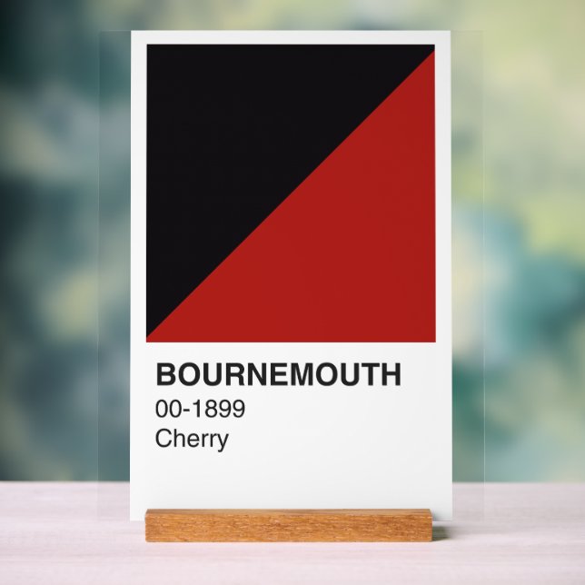 Bournemouth Cherry Red & Black - White Background Acrylic Sign (Neutral)