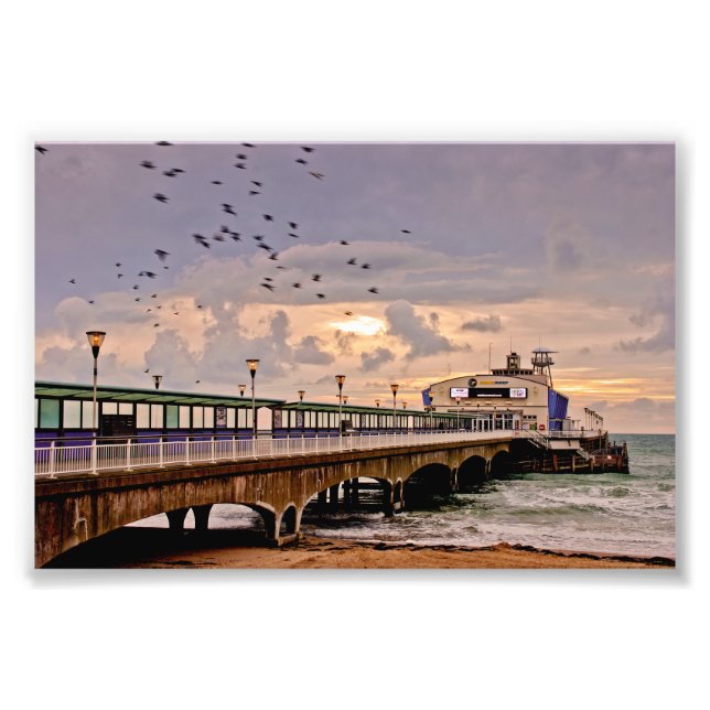 Bournemouth Pier And Beach Dorset England Photo Print (Front)