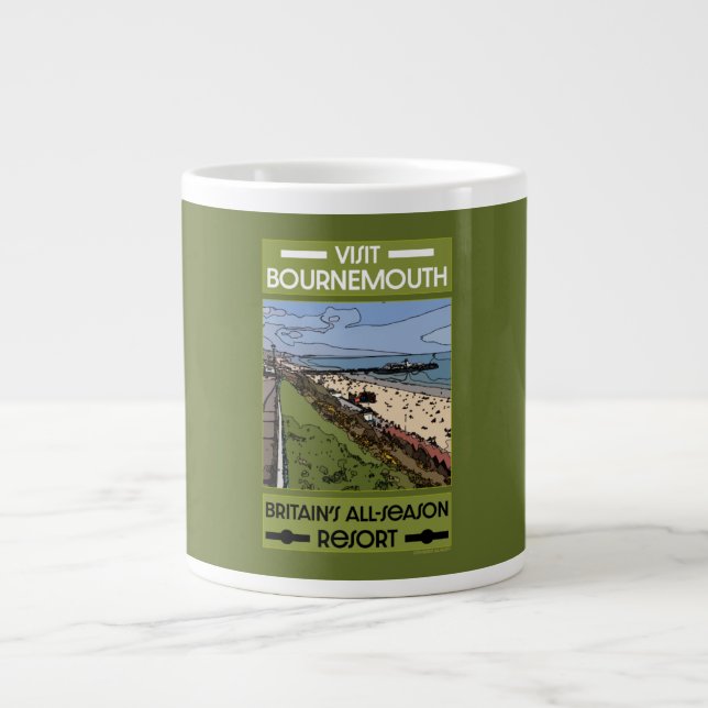 Bournemouth Vintage Retro Seaside   Large Coffee Mug (Front)