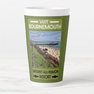 Bournemouth Vintage Retro Seaside     Latte Mug