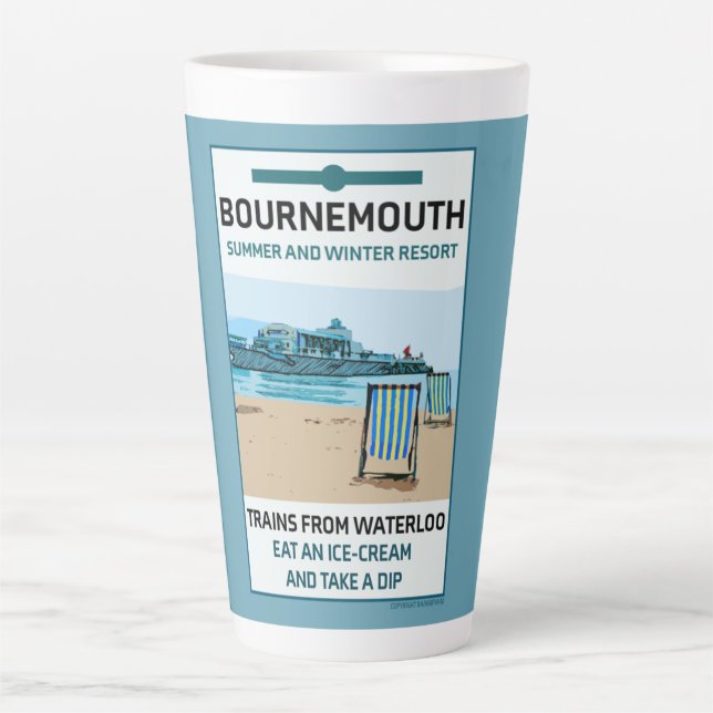 Bournemouth Vintage Retro Seaside    Latte Mug (Front)