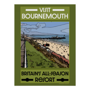 Bournemouth Vintage Retro Seaside   Poster
