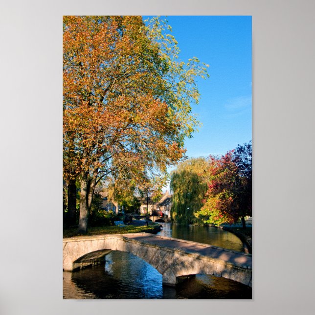 Bourton on the Water Autumn Trees Cotswolds UK Poster (Front)
