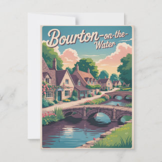 Bourton on the water vintage postcard