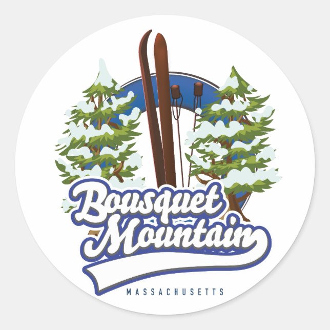 Bousquet Mountain Massachusetts Ski logo  Classic Round Sticker (Front)