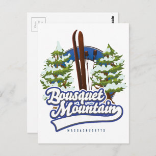 Bousquet Mountain Massachusetts Ski logo Postcard