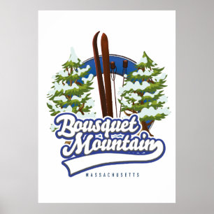 Bousquet Mountain Massachusetts Ski logo Poster
