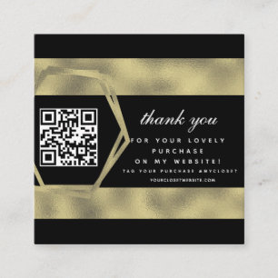 Boutique Beauty Business Thank You Gold QR  Square Business Card