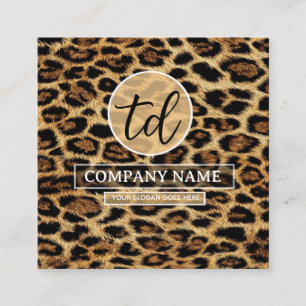 Boutique Branding Leopard Skin Beauty Industry Square Business Card