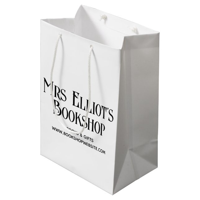Boutique Business Black & White Modern Simple Medium Gift Bag (Front Angled)