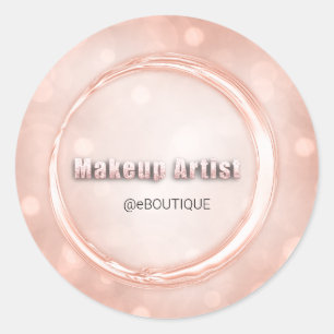 Boutique Business Name Rose Makeup Artist Classic Round Sticker