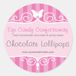 Boutique candy shop pink food round stickers