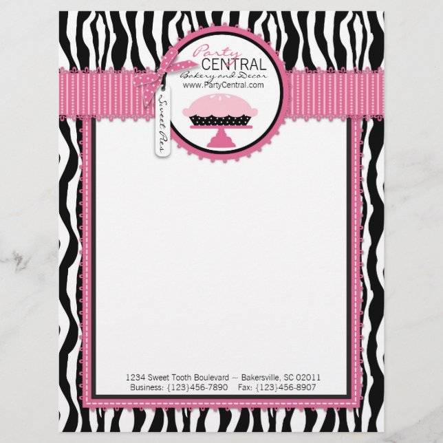 Boutique Chic Pie Bakery Letterhead Template (Front)