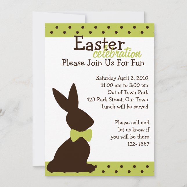 Boutique Chocolate Bunny Invitation (Front)
