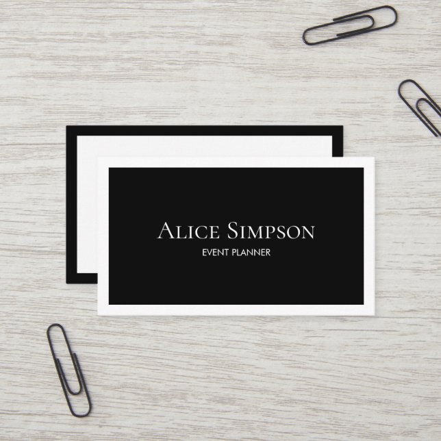 Boutique Classic Minimalist Luxury Black White Business Card (Front/Back In Situ)
