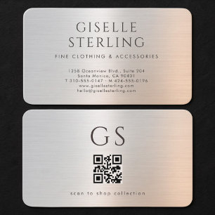 Boutique Clothing Metallic QR Code Business Card