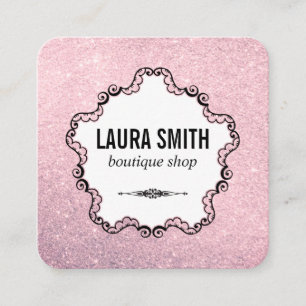 Boutique Fancy Glitter Square Business Card
