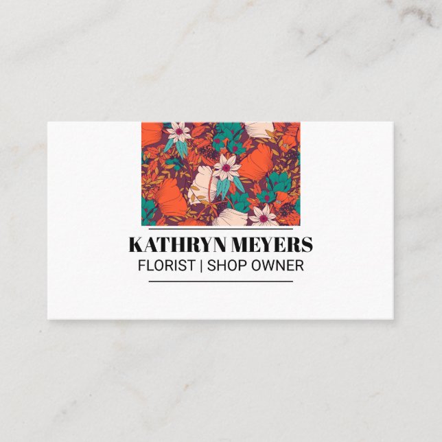 Boutique Flowers | Illustrative Flowers Business Card (Front)