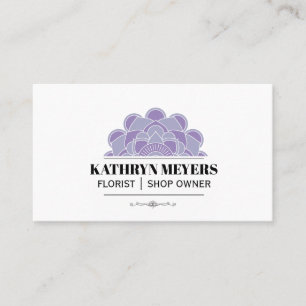 Boutique Flowers   Purple Illustrative Flowers Business Card