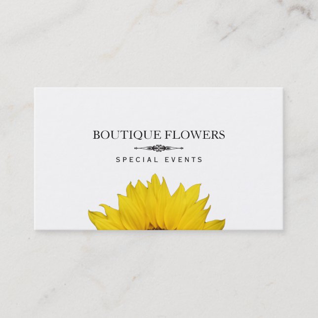 Boutique Flowers | Sun Flowers, Small IV Business Card (Front)