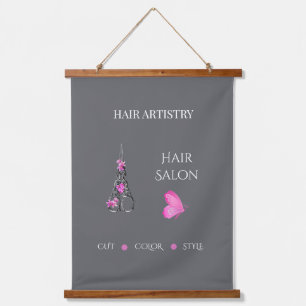 Boutique Hair Salon Business Branding Scissors Hanging Tapestry