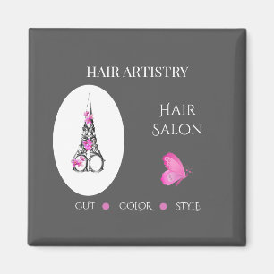 Boutique Hair Salon Business Branding Scissors Magnet