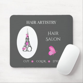 Boutique Hair Salon Business Branding Scissors Mouse Mat