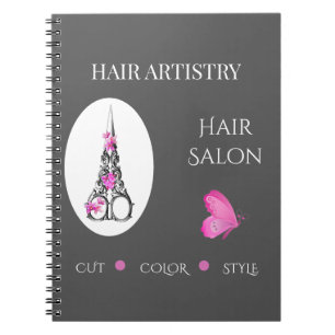 Boutique Hair Salon Business Branding Scissors Notebook