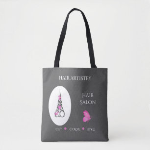 Boutique Hair Salon Business Branding Scissors Tote Bag