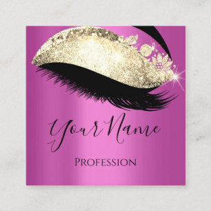 Boutique Lashes Extension Pink Gold Square Business Card