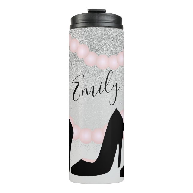 Boutique Ombre Faux Sparkle Pearls Name   Thermal Tumbler (Front)