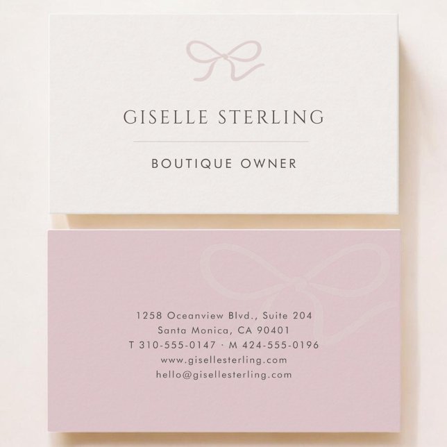 Boutique Owner Pink Bow Business Card (Creator Uploaded)