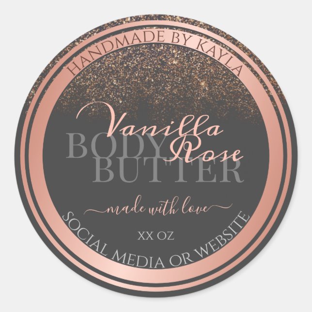 Boutique Product Packaging Labels Grey & Rose Gold (Front)