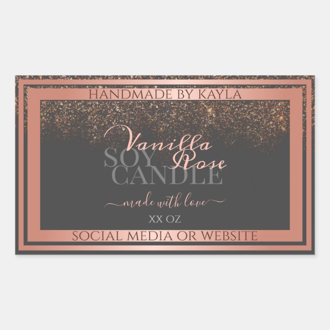 Boutique Product Packaging Labels Grey & Rose Gold (Front)