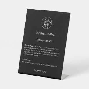 Boutique Return Policy Clothing Store Plaque Pedestal Sign