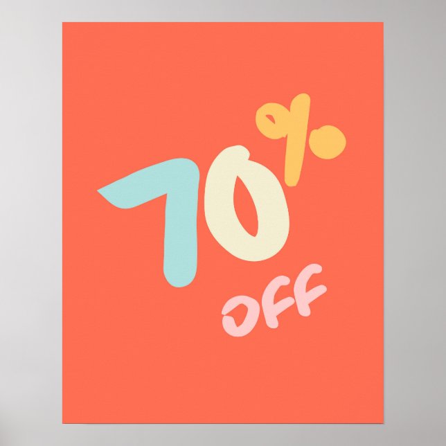 Boutique Sale Sign, Retail Store Signage, 70% Off Poster (Front)