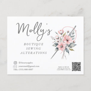 Boutique Sewing & Alterations Pink & Grey Postcard