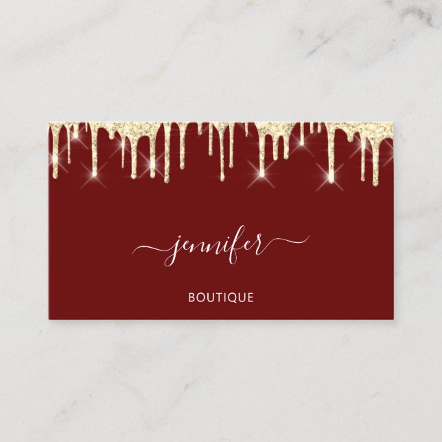 Boutique Shop Abstract  QR Code Faux Gold Drips  Business Card (Front)