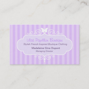 Boutique shop chic purple stripe business card